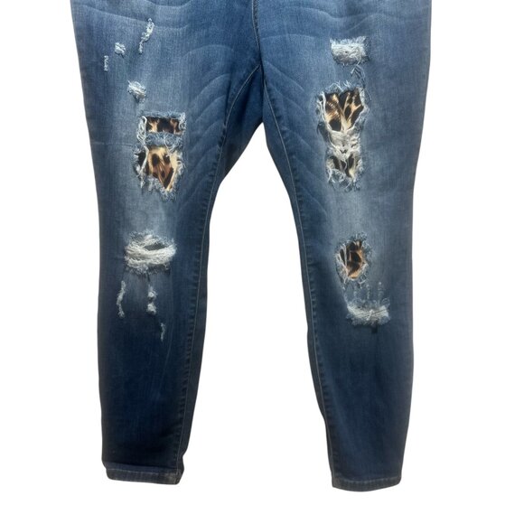 Judy Blue Skinny Fit Jeans Women 22W Blue High Rise Animal Print Patches Stretch - Picture 8 of 11
